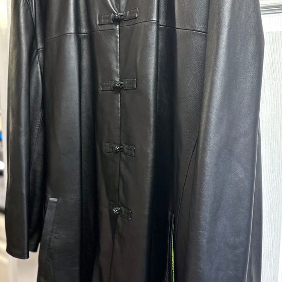 Vintage SHANGHAI TANG Men's/Unisex US 46 Black Leather Jacket Coat EXCELLENT - Picture 5 of 14